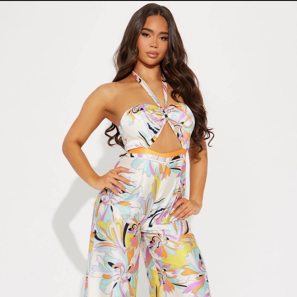 Fashion Nova Maldives Satin Jumpsuit